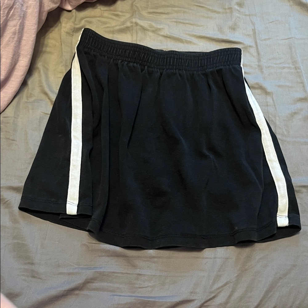 Black Mini Skirt with White Stripes